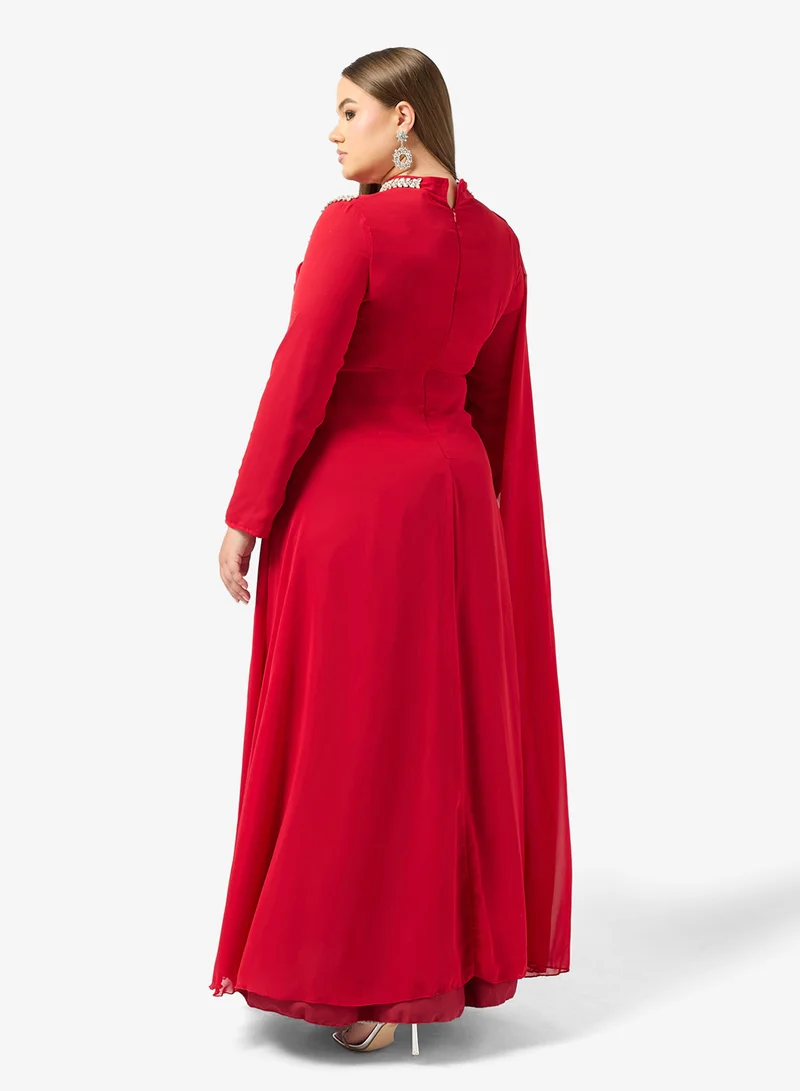 خزانة Plus Size A-line Dress With Shoulder Drape
